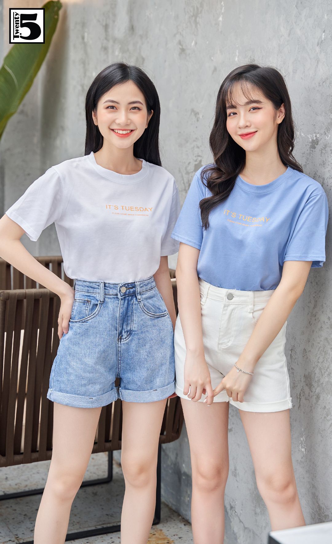 Quần short jeans gấu gập Twentyfive 3780