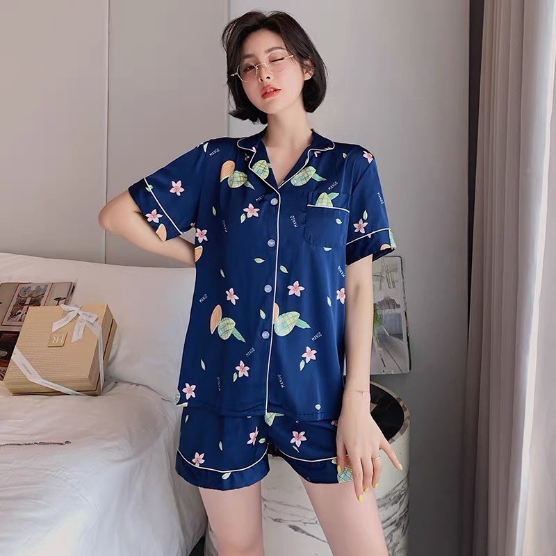 Bộ đồ pijama lụa cộc tay cao cấp ❣️đồ bộ mặc nhà (tơ lụa Quảng Châu)