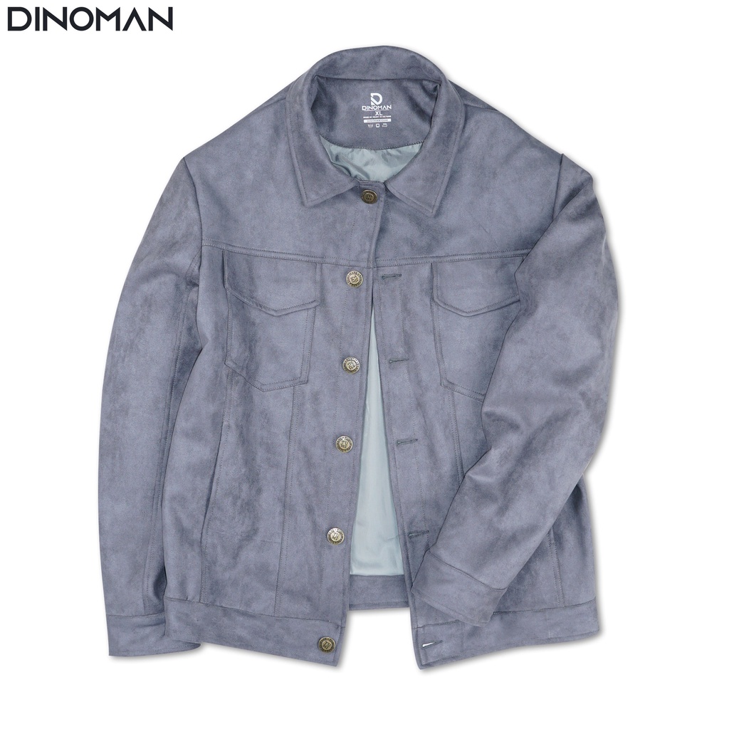 Áo Khoác Da Lộn DINOMAN Cao Cấp Cúc Đồng Cổ Bẻ Trẻ Trung Lịch Lãm