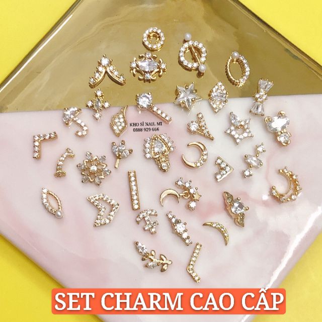 Set 3 viên charm Hàn Quốc cao cấp -  charm đính móng tay tạo điểm nhấn sang chảnh