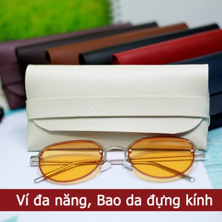 Bao da đựng kính, Ví cầm tay Unisex thời trang đa năng nhiều màu sắc, da PU mềm đẹp