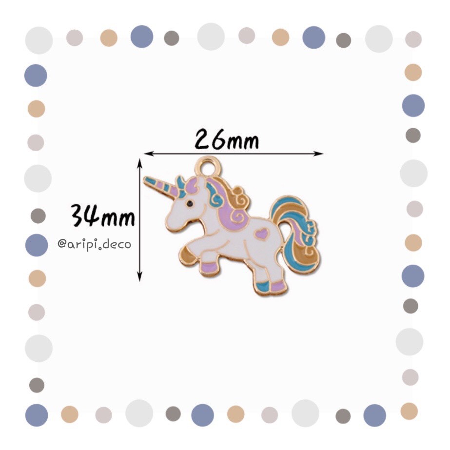 Charm kim loại ngựa 1 sừng unicorn K19 /Nguyên liệu làm phụ kiện handmade