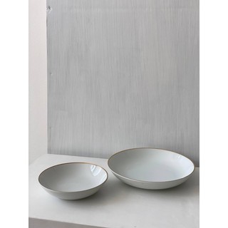 Dĩa gốm style Âu basic viền gold 2 size