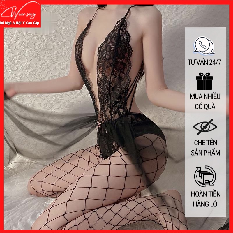 Váy Ngủ Xẻ Sâu Cổ Chữ V Kèm Voan Thắt Nơ MS753 [CWEAR.SEXY_ĐỒ NGỦ &amp; NỘI Y CAO CẤP]