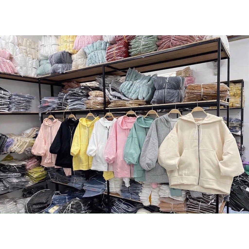 Áo khoác nam nữ nỉ ngoại dây kéo tay phồng cánh dơi