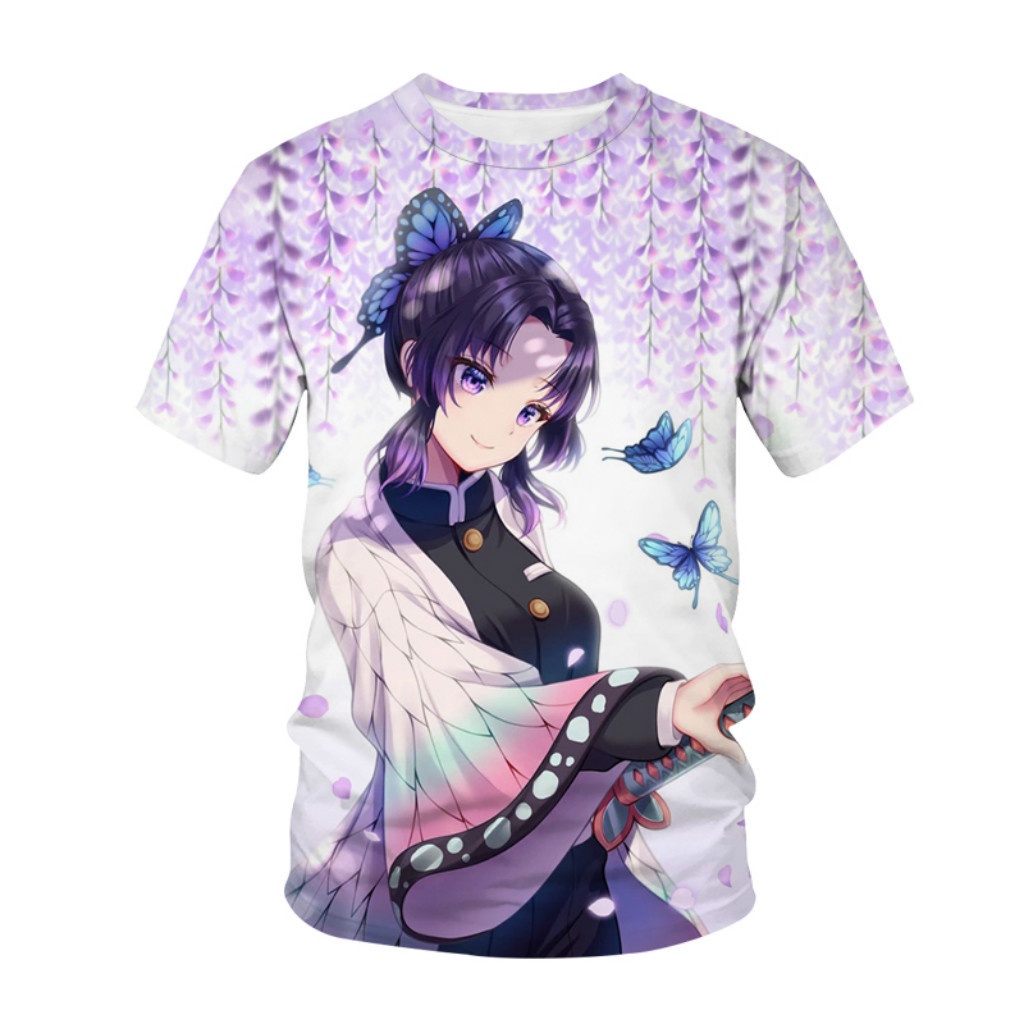 Áo Thun Tay Ngắn Dáng Rộng In Hình Tanjirou Nezuko Zenitsu Trong Demon Slayer Độc Đáo