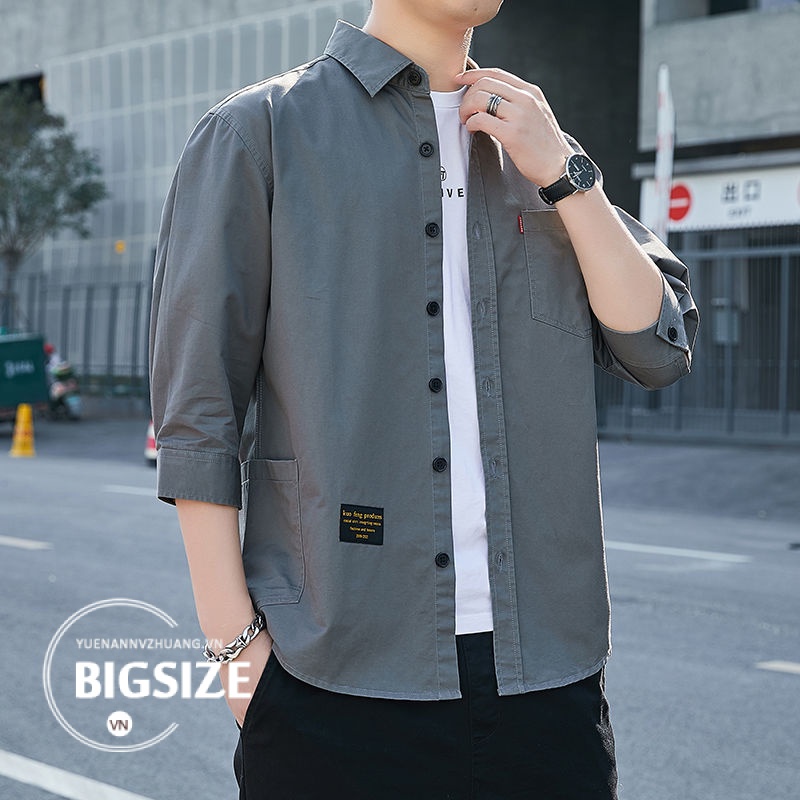 Áo sơ mi Nam Bigsize kaki tay lỡ form rộng mùa hè Phong cách Hàn Quốc Thời Trang trẻ trung đẹp cao cấp cho người mập béo 100kg 150kg