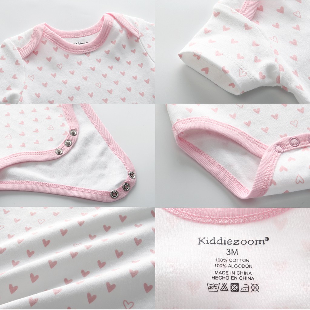 Bộ 5 áo liền quần tay ngắn chất liệu cotton mềm mại thời trang cho bé 0-12 tháng tuổ