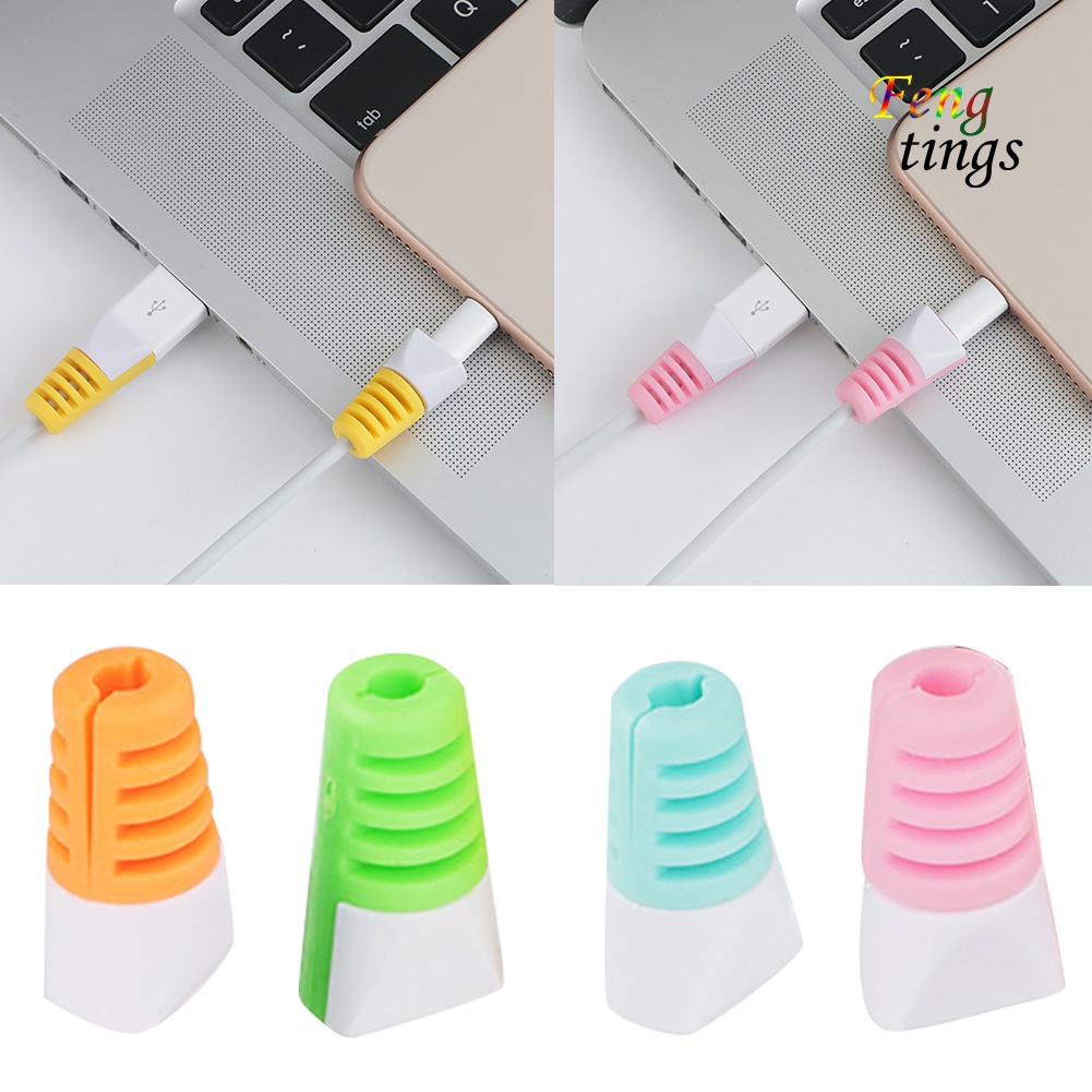 Set 2 Đầu Bọc Bảo Vệ Dây Cáp Sạc Bằng Silicon Chống Đứt Tiện Dụng Ốp
