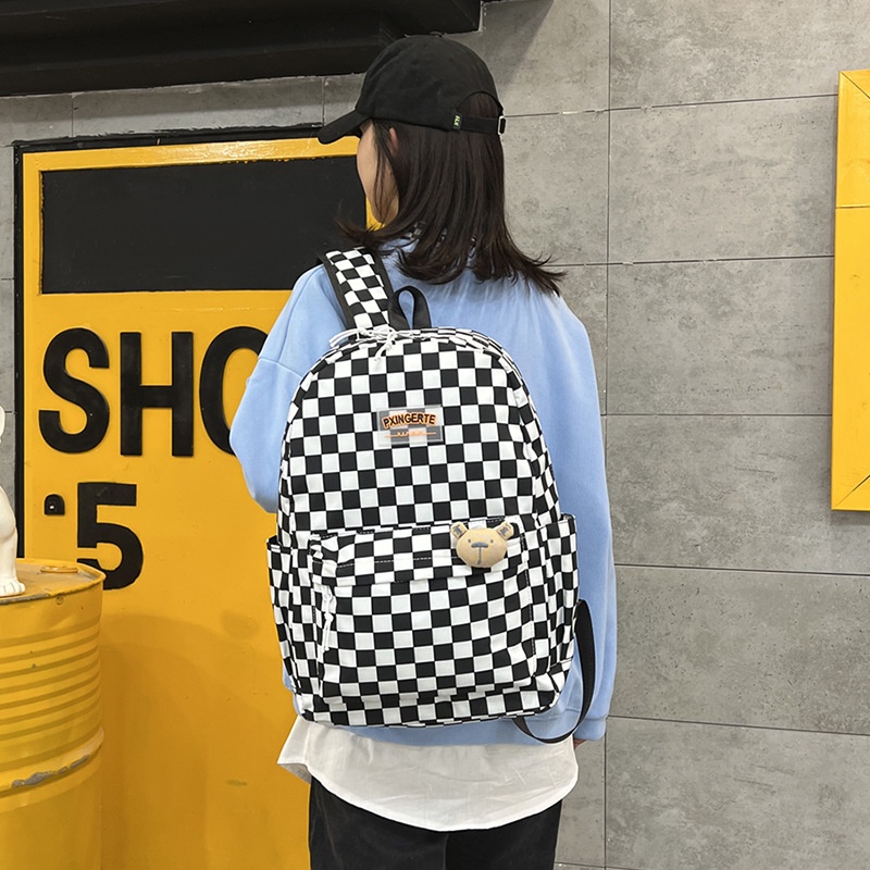 Balo Cỡ Lớn Kẻ Sọc Caro Trẻ Trung Thời Trang Phong Cách Hàn Quốc Cho Nữ