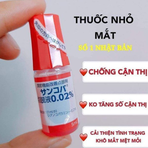 Nước Nhỏ Mắt Sancoba 0.02% 5ml, Hỗ Trợ Người Cận Thị, Điều Tiết Chứng Mỏi Mắt, Rối Loạn Điều Tiết - Hàng Nhật Nội Địa