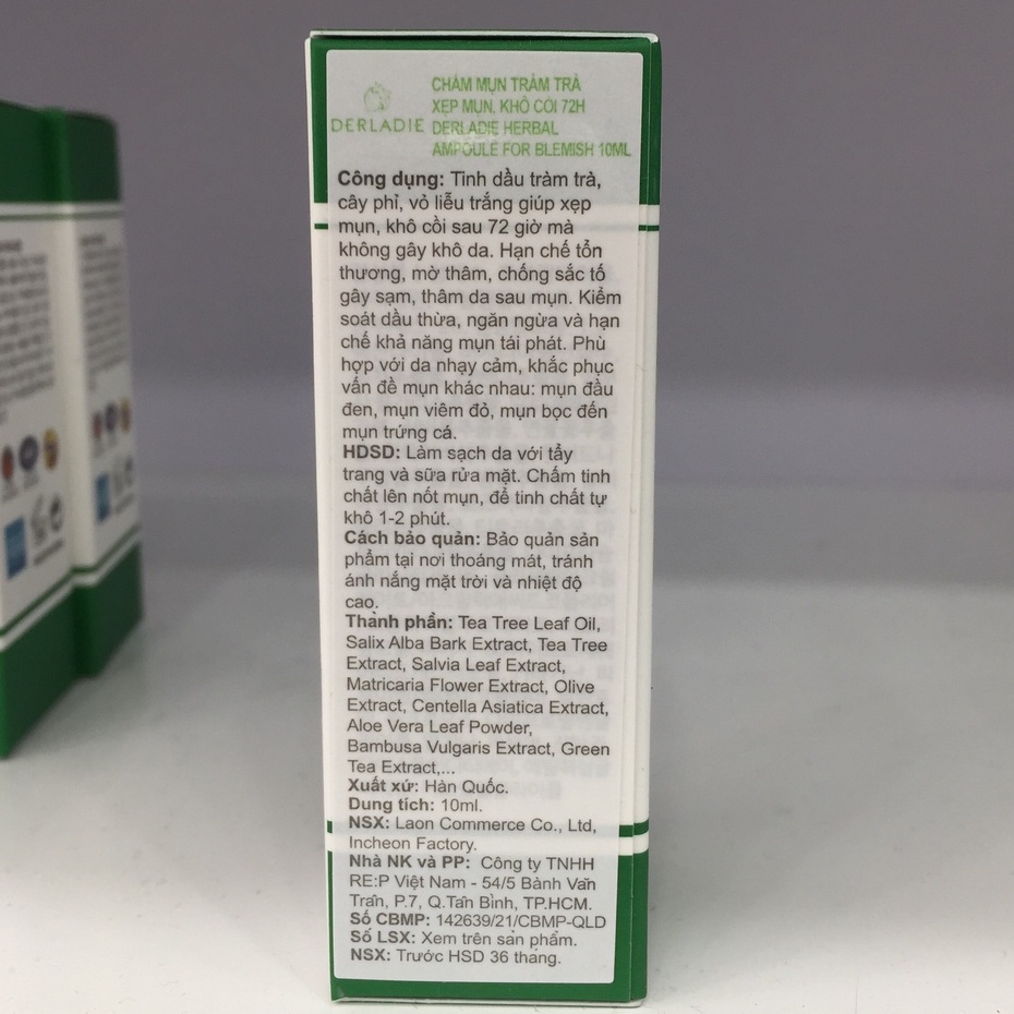 Chấm mụn Derladie tràm trà Herbal Ampoule For Blemish xẹp mụn khô còi 10ml - Từ Hảo