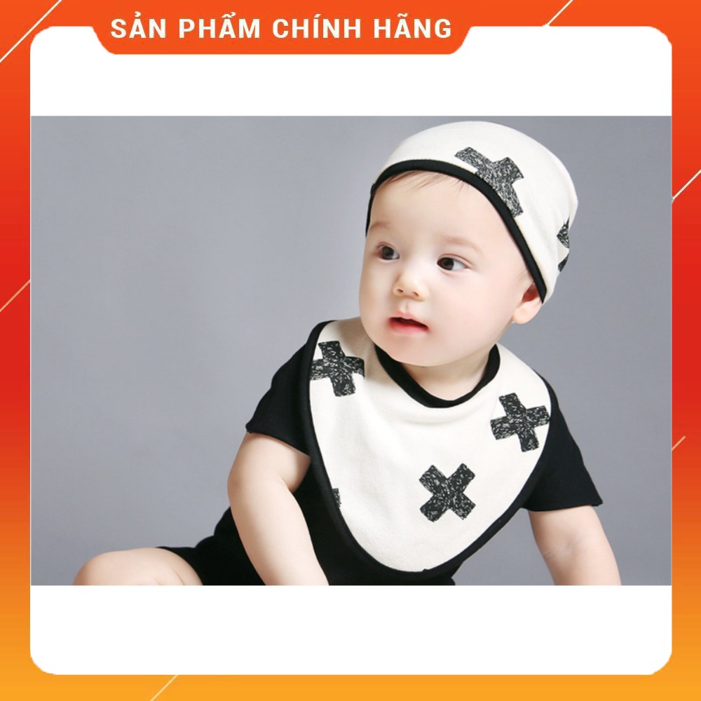 Sét mũ yếm hoạ tiết màu trắng mnt003