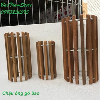 Cặp 3 chậu ống gỗ Sao chuyên trồng Phong Lan gồm