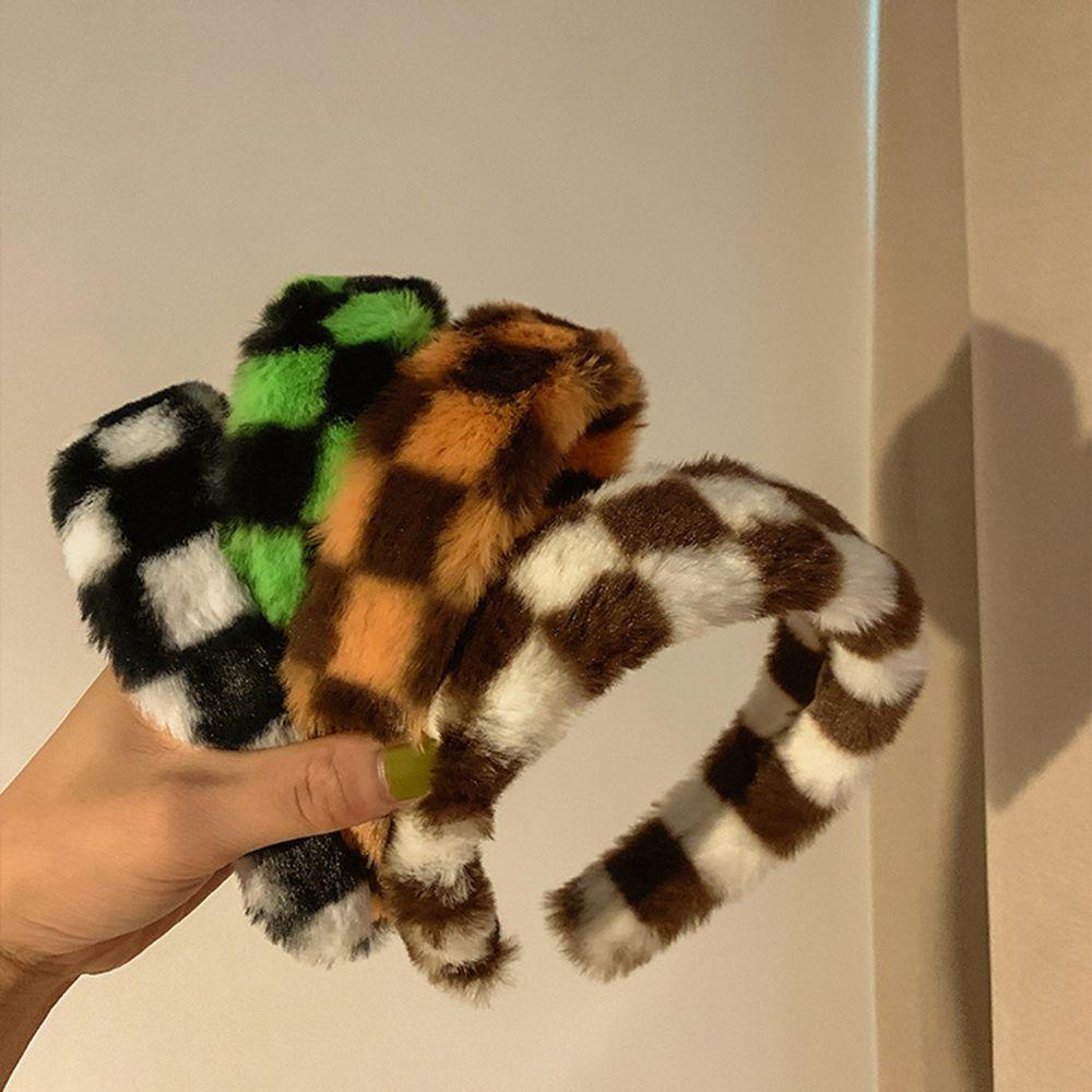 Danilo Băng Đô Cài Tóc Vải Lông Họa Tiết Kẻ Ô Cổ Điển Ngọt Ngào Cho Nữ