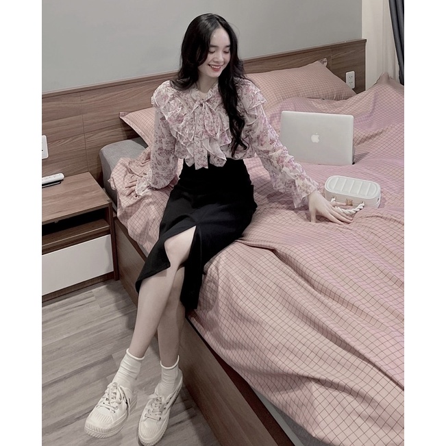MÃ ÁO HOA NHÍ CỘT NƠ TAY BỒNG XINH XỈU