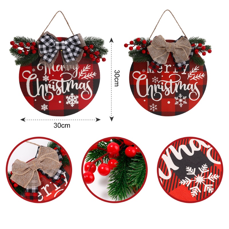 1 Dây Treo Trang Trí Giáng Sinh Bằng Gỗ Phối Vải Bố Và Nơ Xinh Xắn