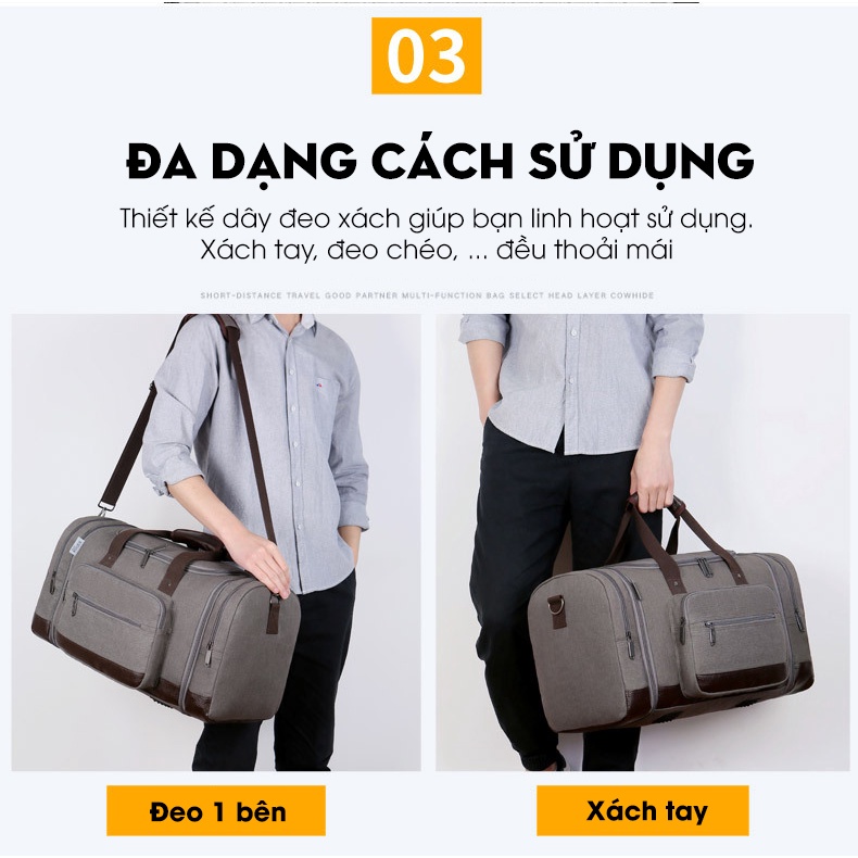 Túi du lịch, túi trống cao cấp, vải canvas siêu nhẹ, chống xước, cỡ lớn, thiết kế trẻ trung, đa năng, vải thoáng khí