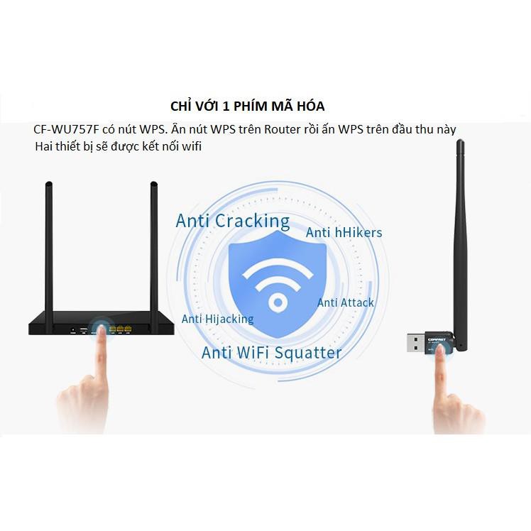 Đầu thu Wifi COMFAST CF-WU757F không cần cài đặt driver