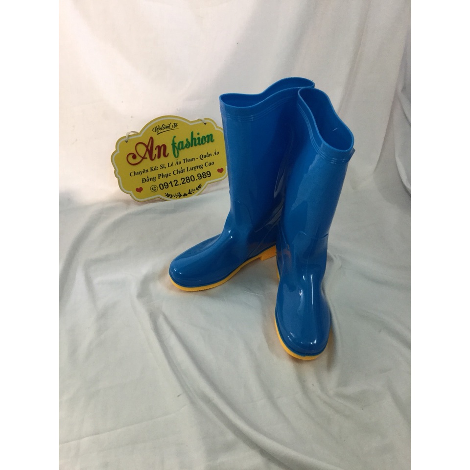 Ủng Cao Su Xanh Đế Vàng Đi Mưa, Làm Vườn, Lao Động _ Hình Chụp Thật