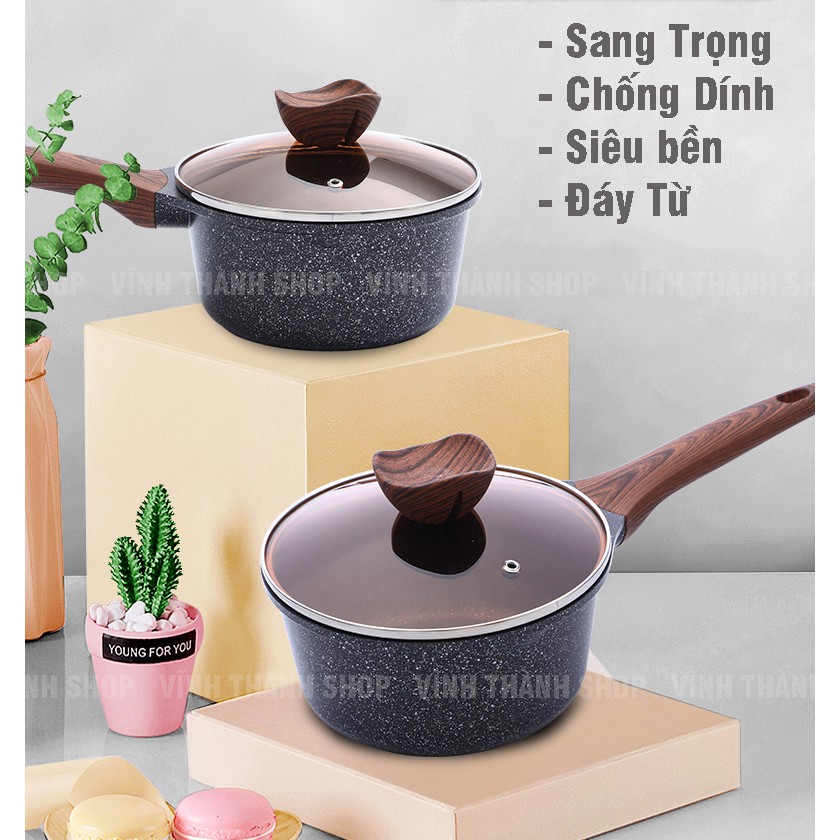 Nồi Chống Dính - Nồi Quấy Bột - Nồi Nấu Bột Chống Dính Size 16cm - 18cm Dùng Có Bếp Từ, Bếp Gas, Bếp Hồng Ngoại VT160A