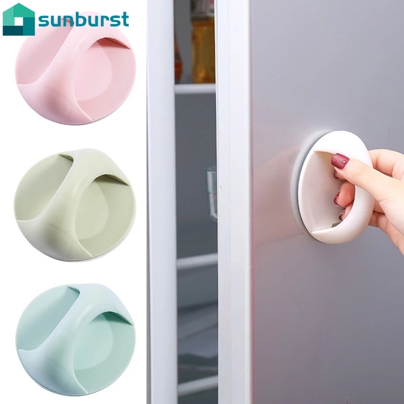 1 Tay Nắm Cửa Tủ Lạnh/Ngăn Kéo Bằng Nhựa Hình Tròn Tự Dính Không Đục Lỗ Đa Năng