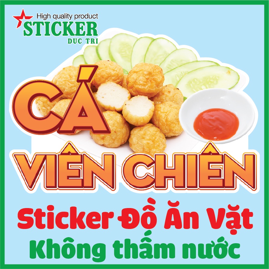 Sticker Dán Hình Bánh Tráng Trộn, Cá Viên Chiên, Bánh Tráng Nướng, Phô Mai Que...  Decal nhựa không thấm nước.