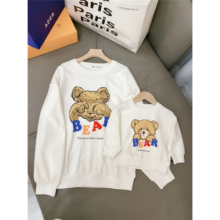 Áo Hoodie Dài Tay Mùa Đông Cho Bé Trai Bé Gái Hình Gấu Dễ Thương Size đến 55kg Familylove