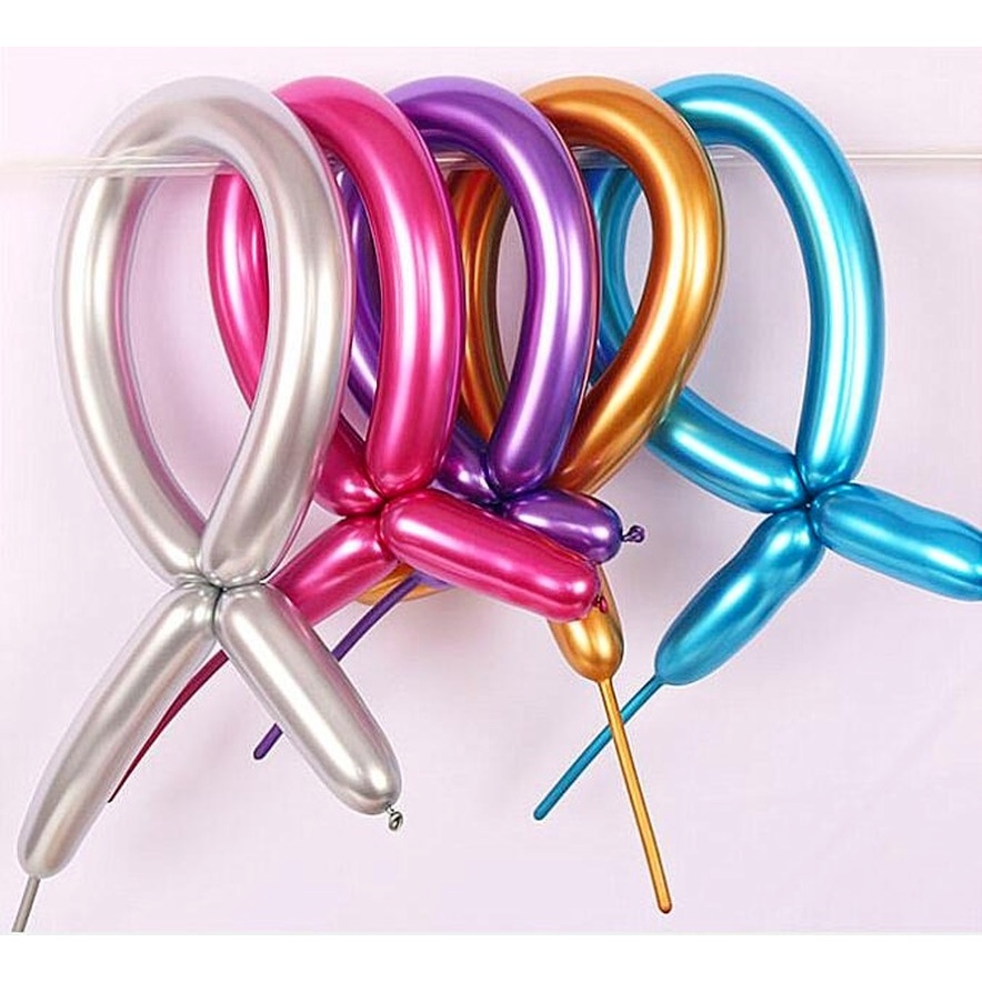 10 Bong bóng cao su latex màu ánh kim loại dáng dài dày dặn độc đáo