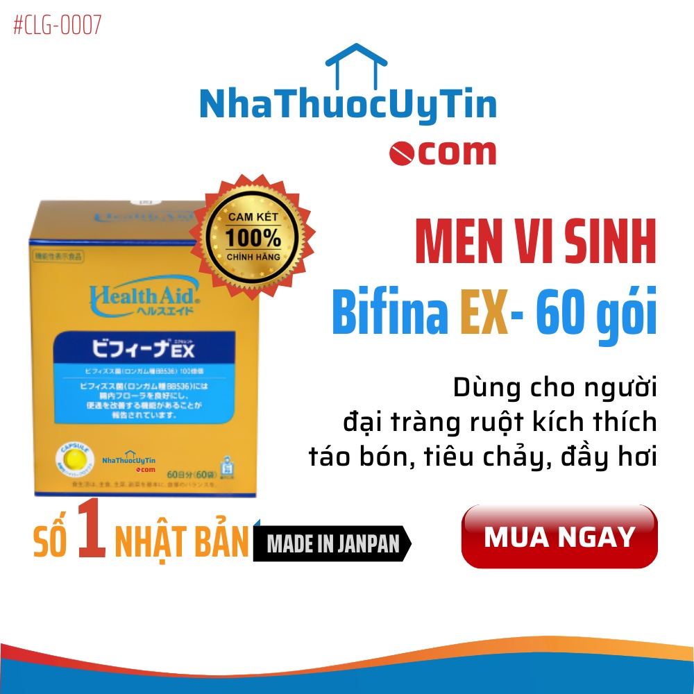 Men vi sinh sống BIFINA NHẬT BẢN, loại EX gói hỗ trợ tiêu hóa cho trẻ em, người lớn, bà bầu, táo bón, tiêu chảy