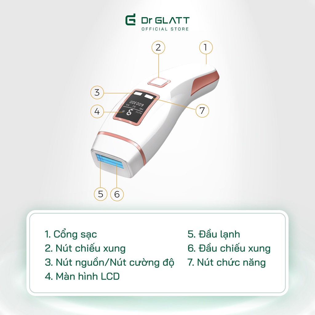 Máy triệt lông mini đa năng triệt lông vĩnh viễn trị mụn trẻ hoá da DR GLATT IPL PRO