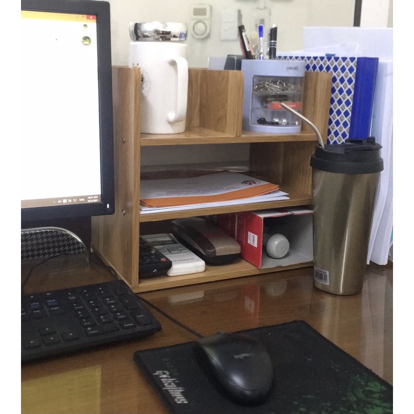 Kệ để hồ sơ văn phòng chất liệu gỗ ép cao cấp l Kệ sách mini để bàn gỗ mdf, nhiều ngăn đựng đồ DORIS ACCESSORIES