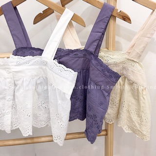 Áo 2 dây croptop đũi