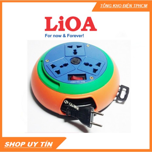 Ổ cắm kéo dài quay tay LiOA 3 ổ cắm đa năng, Kiểu đĩa bay hàng chính hãng LiOA 3m/5m/10m