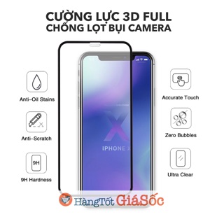 [FREESHIP 99K TOÀN QUỐC] Cường lực 3D Full chống bụi iPhone X/ XS/XR/ XS Max (dán màn hình iphone, hangtotgiasoc)