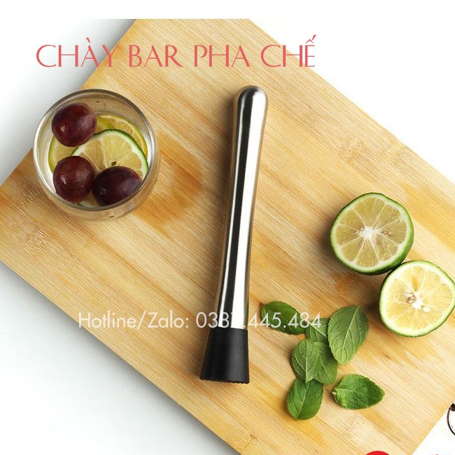 Chày bar dầm pha chế cocktail 20.5cm chất liệu inox 304 - Máy móc pha chế giá sỉ TM