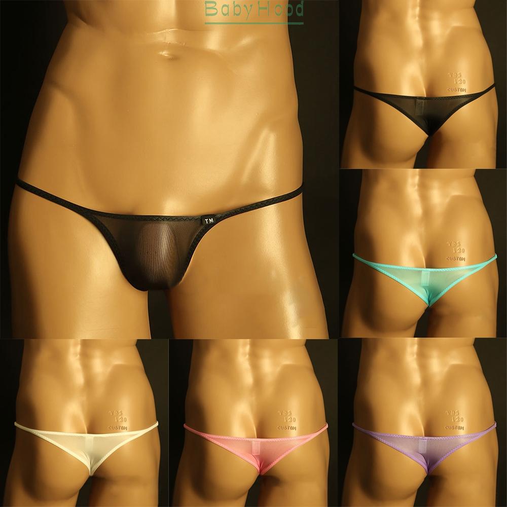 Men\'s G-String Underwear T-Back Briefs Sexy Micro Low-rise Bikini See Through#BBHOOD