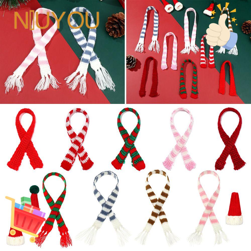 NIUYOU Doll Scarf Hat Kids Toys Miniature Clothes Knitted Scarves Handmade Material Mini Christmas Caps Dollhouse Accessories Xmas Ornament Lovely Gift