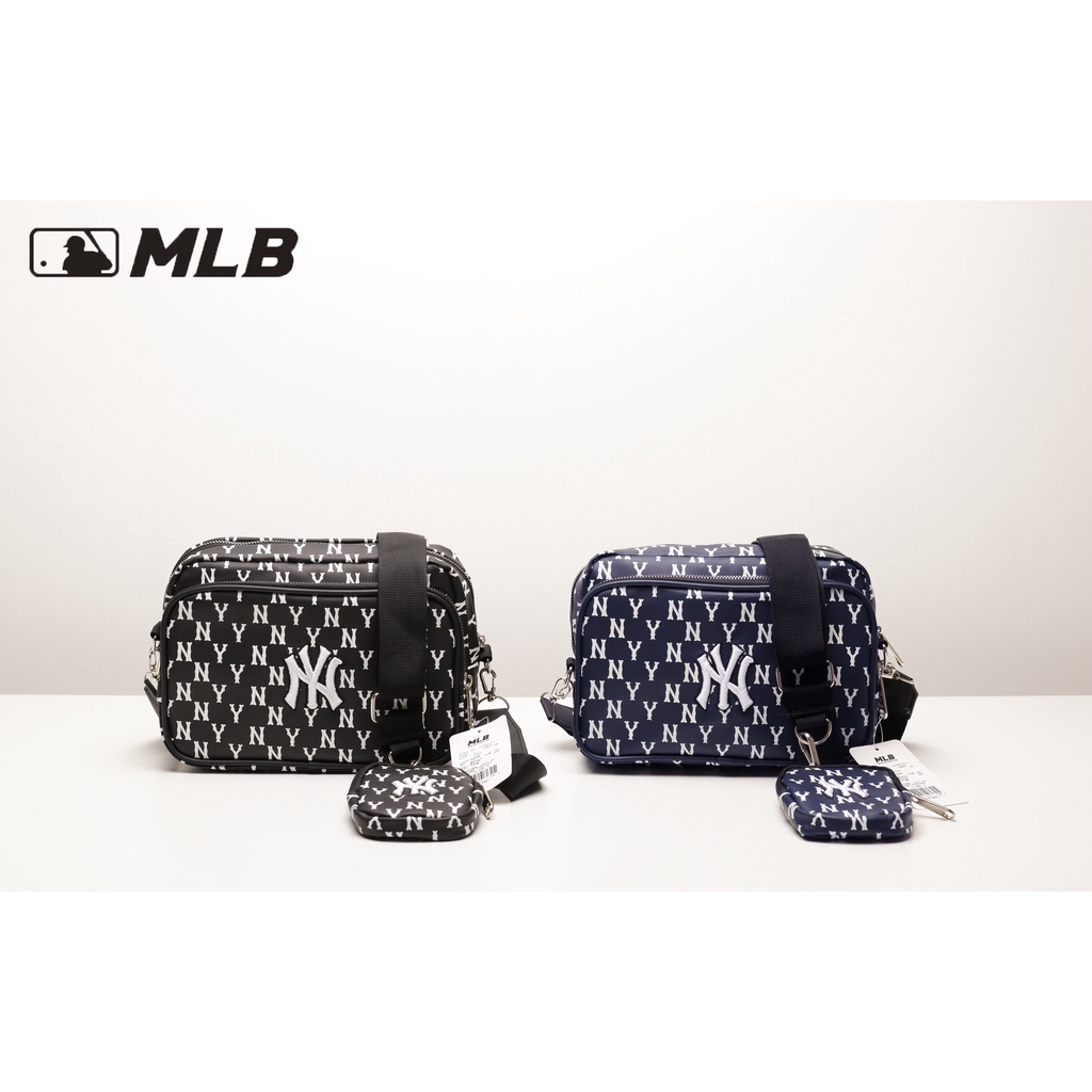 Túi đeo chéo MLB NY  da si chuẩn hãng, họa tiết mono, logo thêu