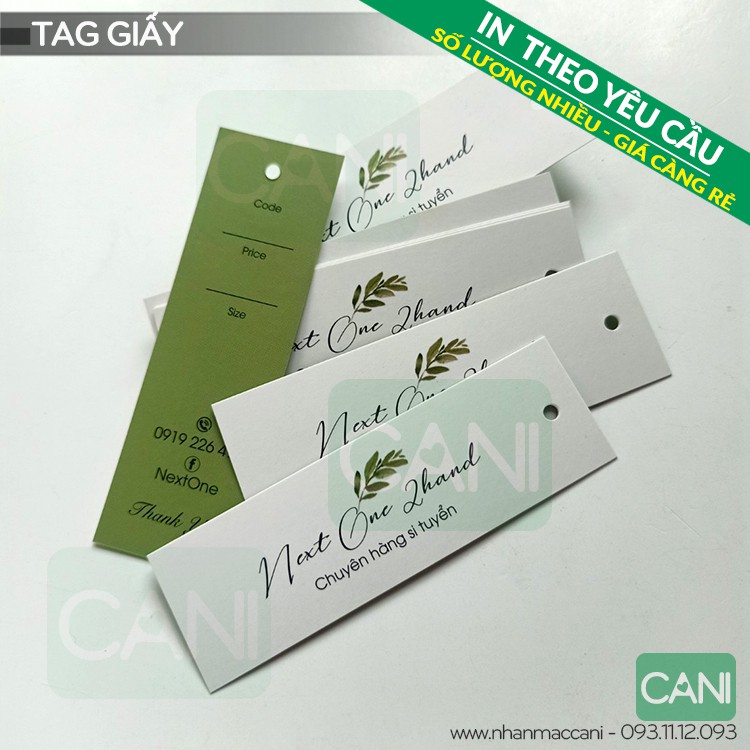 1000c In theo yêu cầu Tag giấy que dài 2.5 x 8.5cm - Tem Nhãn giấy treo quần áo