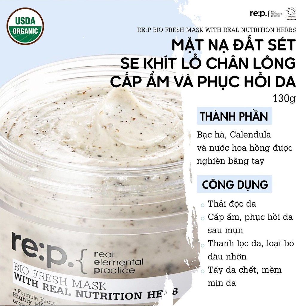 Bộ Sản Phẩm Làm Sạch Mụn Đầu Đen Và Se Khít Lỗ Chân Lông Re:p (01 x Pad Tẩy Da Chết + 01 x Mặt nạ Đất Sét Hương Thảo)