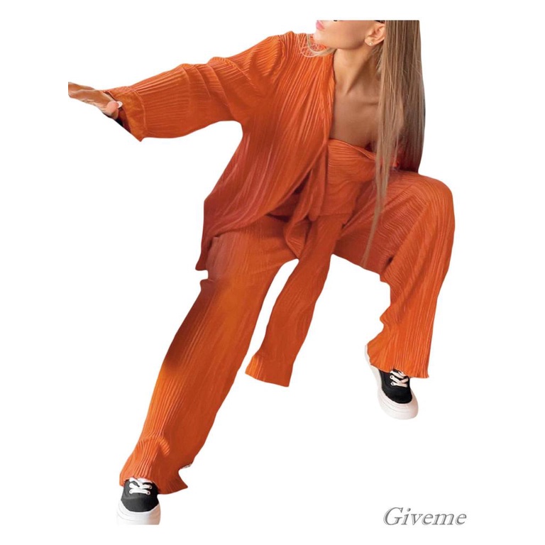 Set Đồ Nữ 2 Món Áo Sơ Mi Tay Dài Cài Nút Kèm Quần Dài Thời Trang