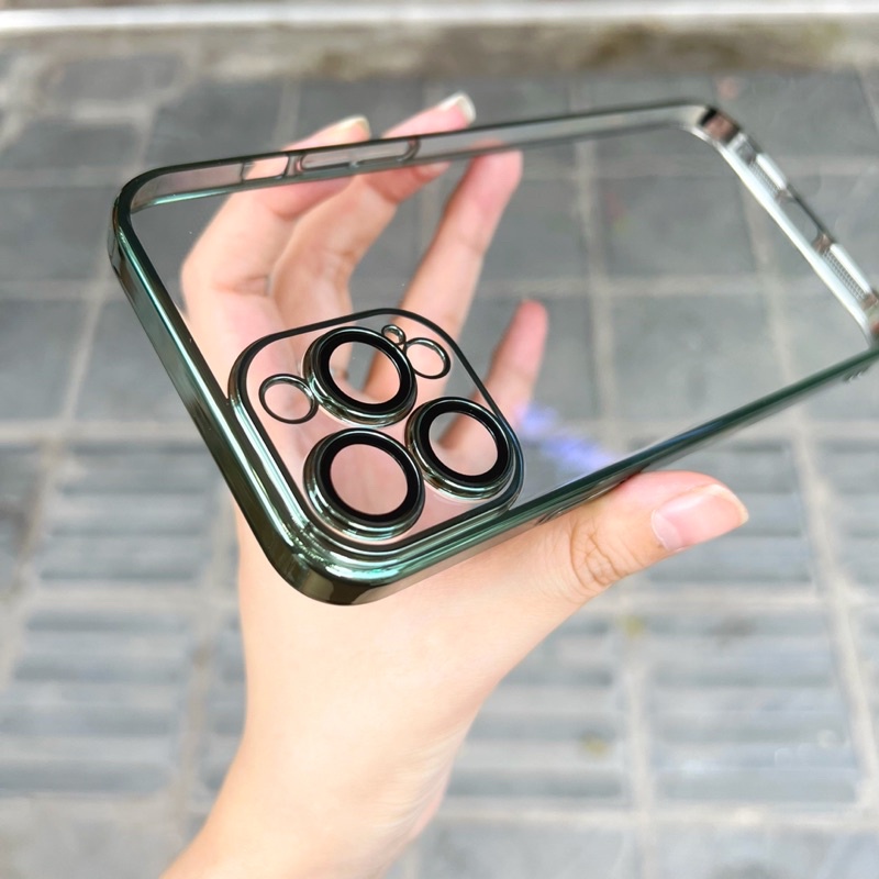 Ốp lưng cứng trong viền màu bảo vệ camera siêu đẹp không ố vàng