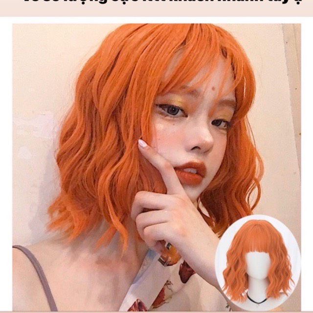 Tóc giả nguyên đầu xù ❤️ FREESHIP ❤️ nguyên đầu vic xù cam kèm ảnh thật