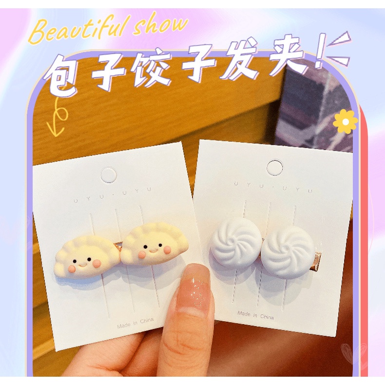 Kẹp tóc hình bánh bao hoạt hình dễ thương cho bé