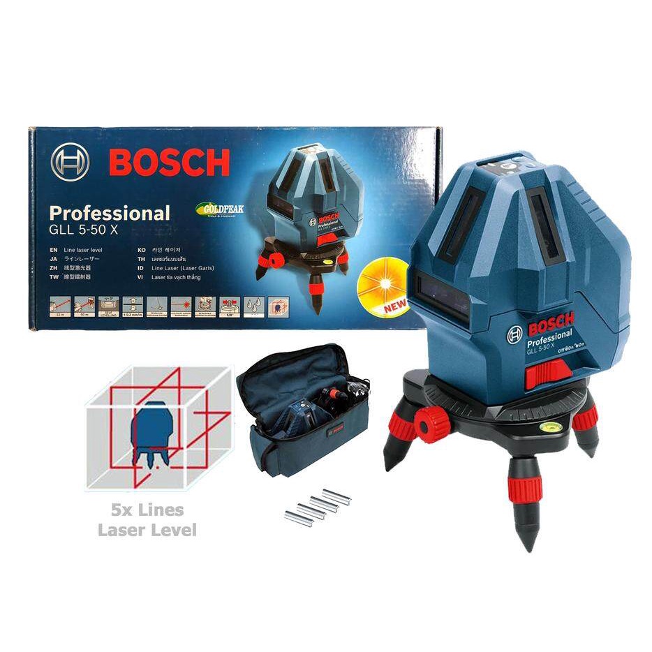 {Chính hãng} Máy cân mực 5 tia Bosch GLL 5-50 X (Tia đỏ)
