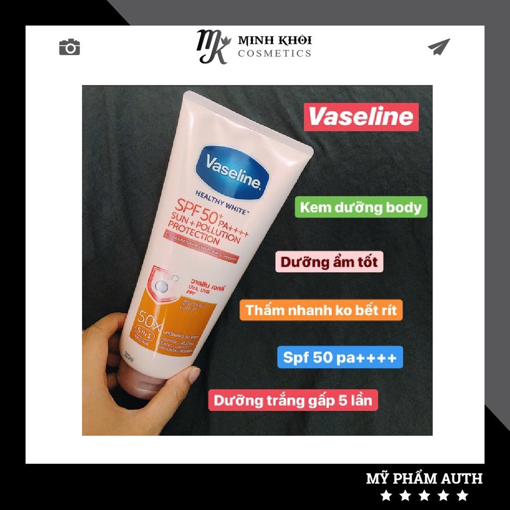 Sữa dưỡng thể trắng sáng da VASELINE 50X 320ML | BigBuy360 - bigbuy360.vn