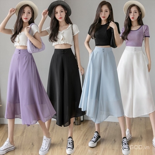 Quần Lửng Ống Rộng Phong Cách Hàn Quốc Dành Cho Nữ