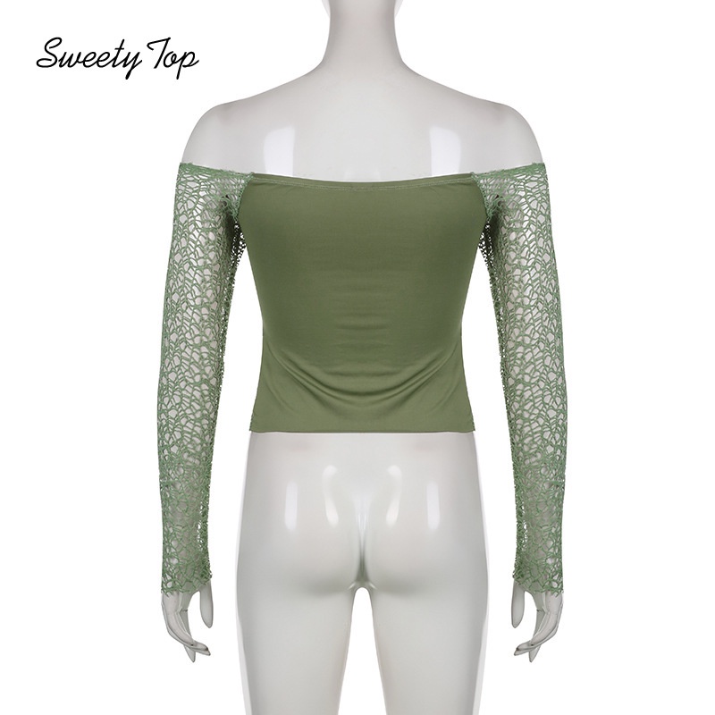 Lanlolo Áo Thun Dài Tay Trễ Vai Ôm Dáng Gợi Cảm Dành Cho Nữ