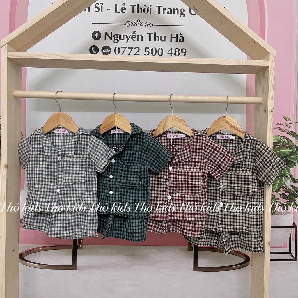 Đồ bộ pizama cho bé trai bé gái họa tiết sọc từ 4-14kg